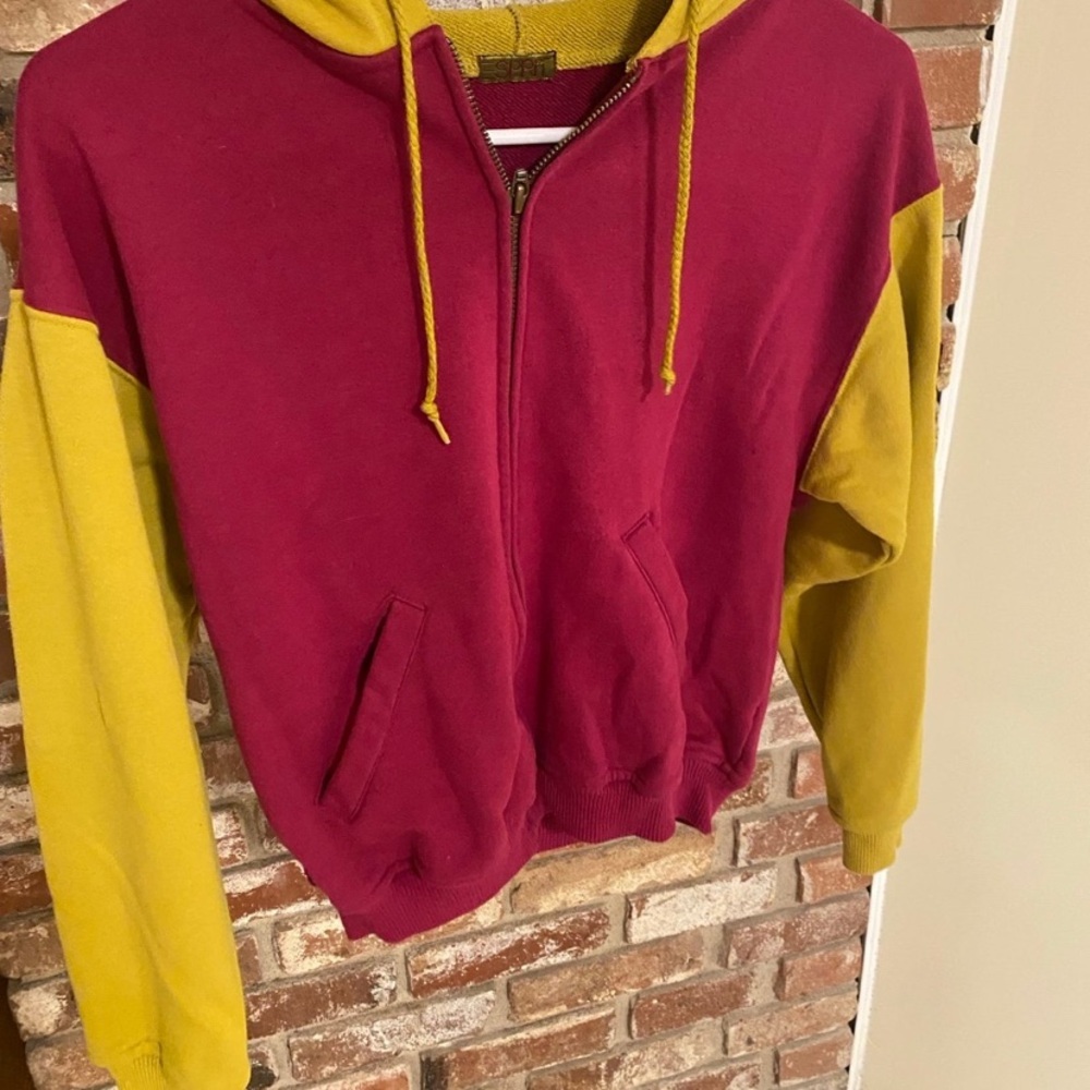 Esprit Red and Yellow Colorblock Hoodie